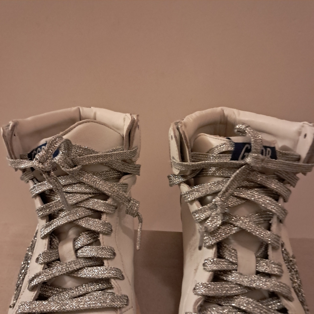 Golden Goose Sneakers Women's 38 8 Skystar High Top Leather Sequins Designer - Picture 6 of 16